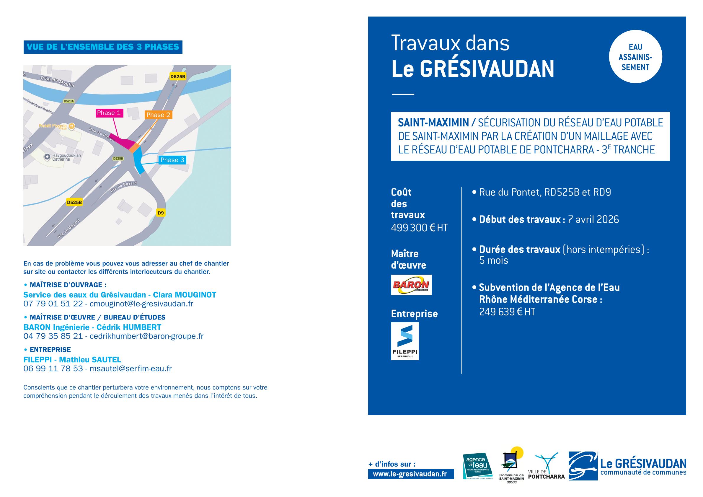 Information travaux rue du Pontet, routes départementales RD 525B et RD 9 - à partir du 7 avril 2026